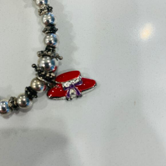 Red Hat Society Silver & Red  Stretch Charm Bracelet OSFA - Picture 5 of 5